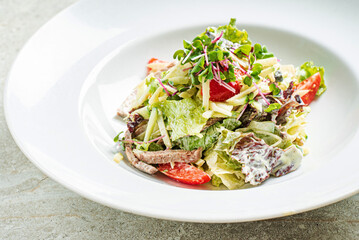 fresh salad with chicken and vegetables