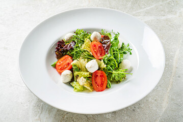 fresh salad with mozzarella and vegetables