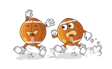 rugby ball play chase cartoon. cartoon mascot vector