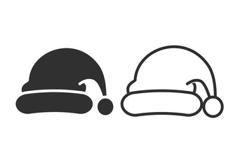 Santa hat line and solid icon, Christmas and New Year concept, costume santa claus sign on white background, hat.