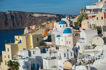 Oia village in Santorini island,beautiful tourist attraction of Greece