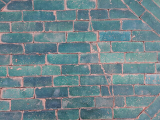 Wall made of aqua blue bricks - texture, backcround