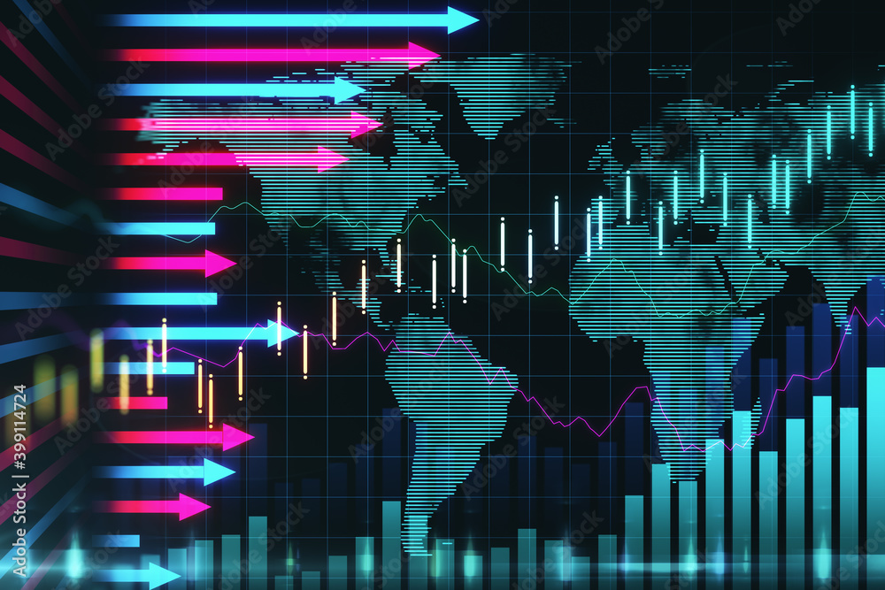 Poster digital screen with candlestick chart