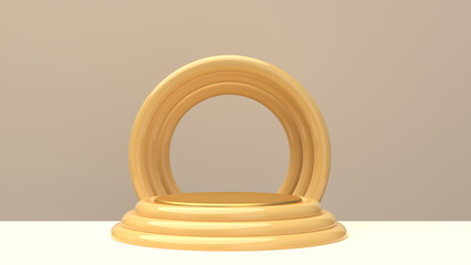 Composition with rounded shapes in champagne tones for product demonstration