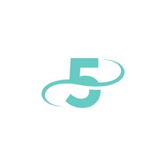 Number 5 logo icon design vector