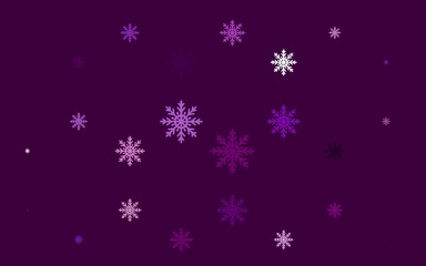 Light Purple vector layout with bright snowflakes.