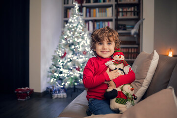 Little boy is waiting for Santa