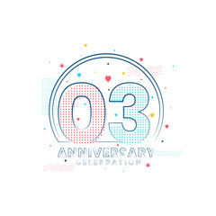 3 years Anniversary celebration, Modern 3 Anniversary design