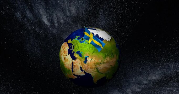 3d rendering globe with sweden flag
