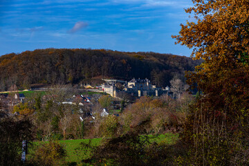 The Dutch hilly landscape seen from the Pietersberg (english Pieter mountain) with a view on the border villages Kanne (Belgium) and Neercanne (Netherlands)