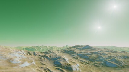 alien planet landscape, science fiction illustration, view from a beautiful planet, beautiful space background 3d render
