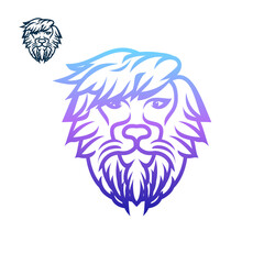 Lion logo with line art style design vector template