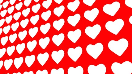 Fototapeta na wymiar A pattern of white hearts on a red background. Graphic arts.