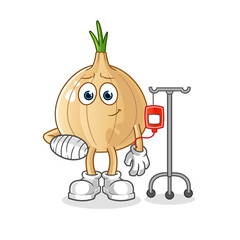 garlic sick in IV illustration. character vector