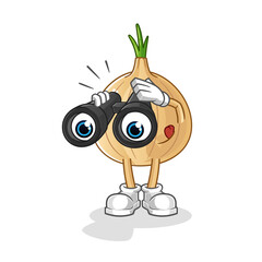 with binoculars character. cartoon mascot vector