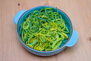 raw leek cut into pieces in a bowl