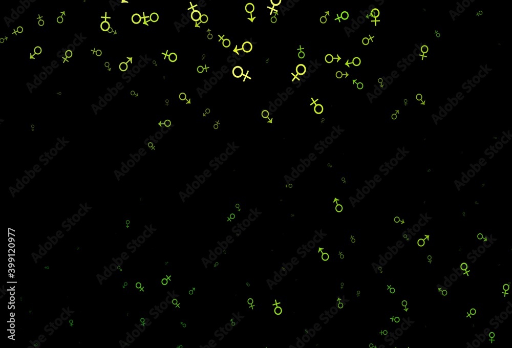 Wall mural Dark green vector texture with male, female icons.