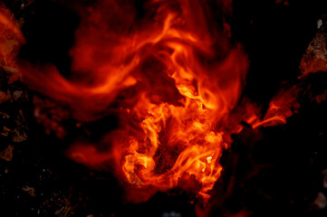Obraz na płótnie Canvas burning stump, sparks texture, fire, flame