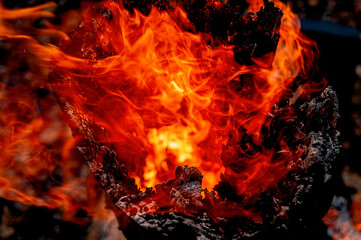 burning stump, sparks texture, fire, flame