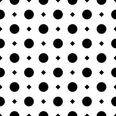 Seamless vector. Geometric background. Rhombuses, rounds ornament. Checks, circles motif. Diamonds, figures wallpaper. Web design illustration, abstract backdrop. Squares, shapes pattern.