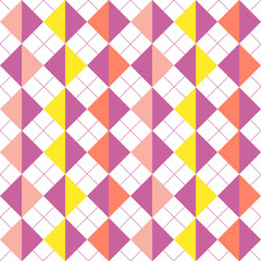 Pattern with multicolored triangular shapes. Vector illustration for scrapbooking, fabric, packaging and decor. Simple drawing with geometric shapes.