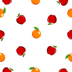 Seamless square pattern of Apple with Orange Piece Healthy fruit design Illustration for tiles texture, Plywood Texture, wall sticker and textile design..