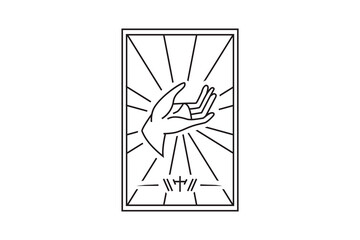 Church logo or label. Prayer, religion concept. Vintage vector illustration
