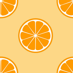 Orange on a light-orange background. Seamless pattern. Bright cartoon illustration.
