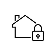 Logotipo seguridad en el hogar. Icono candado en casa con lineas en color negro