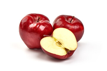 Red delicious apples, isolated on white background