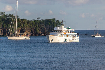 Mega Yachts anchored in Indian Bay, Saint Vincent and the Grenadines
