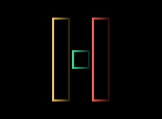 H letter vector desing,  font logo. Red, green, yellow color on black background. For social media,design elements, creative poster, web template and more