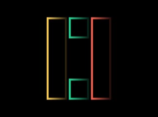 O letter vector desing,  font logo. Red, green, yellow color on black background. For social media,design elements, creative poster, web template and more