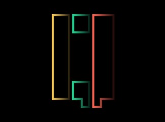 Q letter vector desing, font logo. Red, green, yellow color on black background. For social media,design elements, creative poster, web template and more