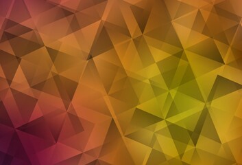 Light Red, Yellow vector gradient triangles template.