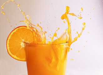 Fototapeta na wymiar orange juice splash in glass