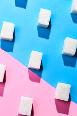 sugar cubes on a blue background