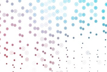 Light Blue, Red vector texture with colored snowflakes.