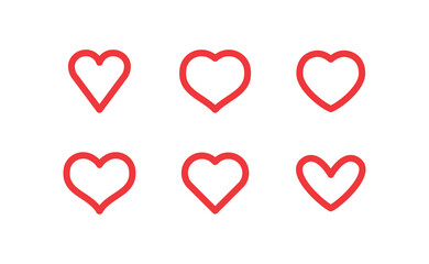 Heart vector icons collection. Linear hearts set. Valentine's day and love symbols.