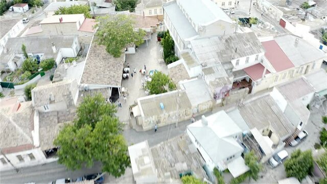 top view of the old houses of the city.