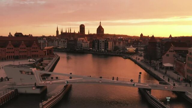 gdansk city at sunset