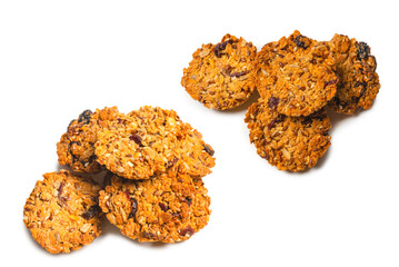Granola cookies isolated on white background.