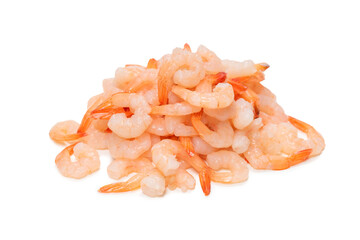 Frozen shrimps background. Top view.