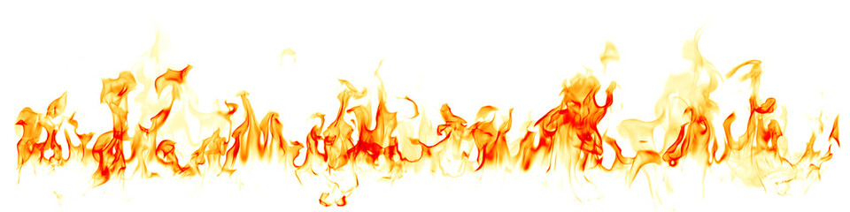 Texture of real fire flames and sparks isolated on white background