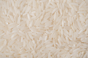 Close-up photo of white long texture rice background