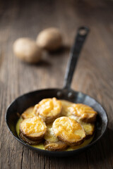 rustic spanish fried potatoes patatas bravas with cheese