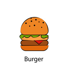 fast food burger outline icon. Element of food illustration icon. Signs and symbols can be used for web, logo, mobile app, UI, UX