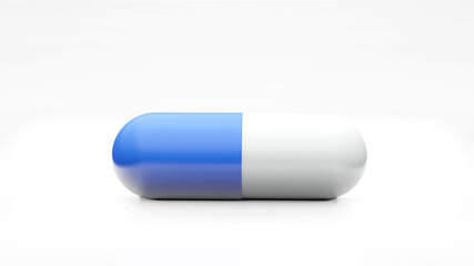 Capsules isolated on white background . Medical Pill Icon Closeup Isolate , Three dimensions 3D render