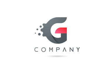 G pink grey alphabet letter logo icon with bubble shapes. Creative design for company and business