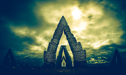 sunset over the city